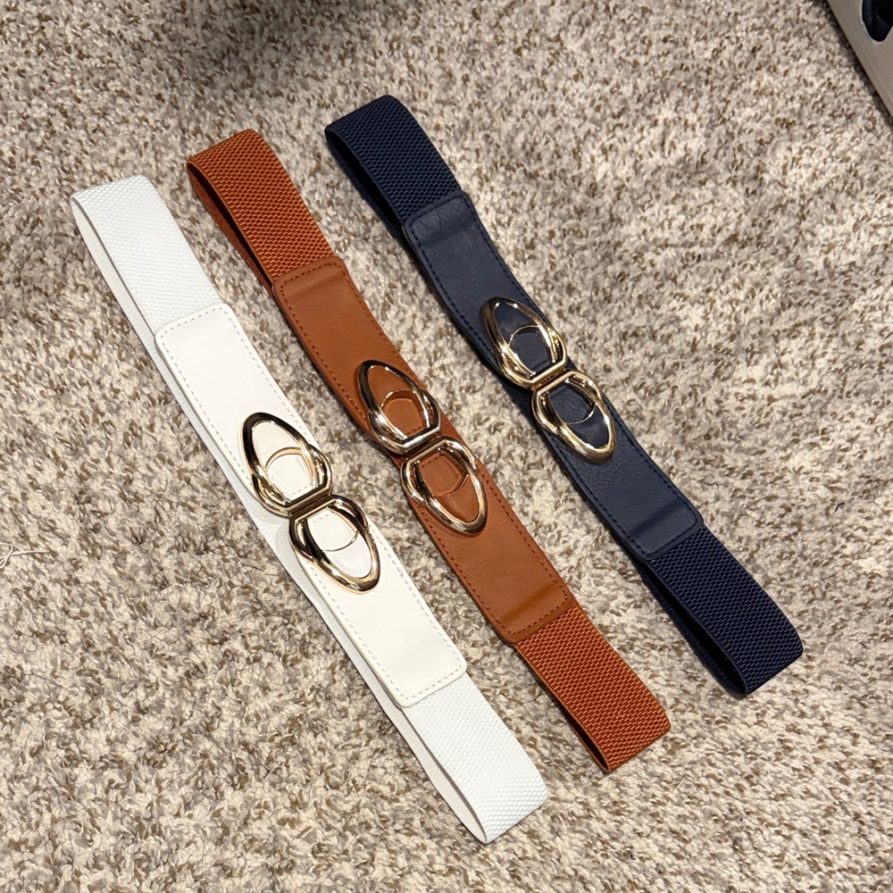 Women's Belt Set - White, Brown, and Navy